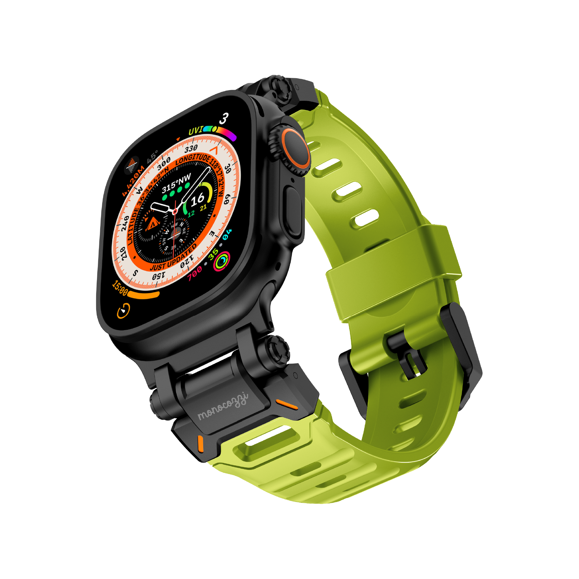 ESSENTIALS | Robust FKM Rubber Strap for Apple Watch 44/45/46/49mm - Olive