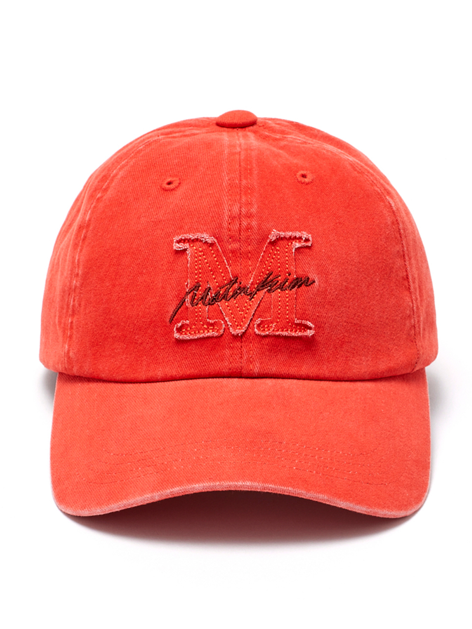 M字布標棒球帽 橘色