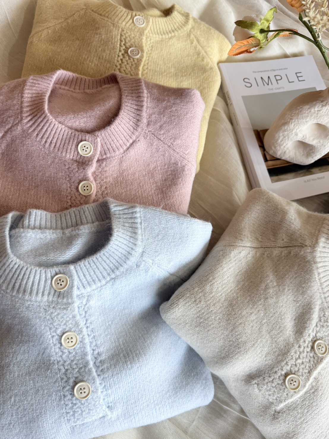 糖果色半開釦針織上衣