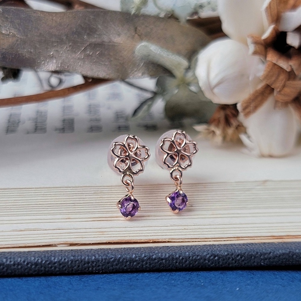 【me.luxe】K10櫻花紫水晶耳環