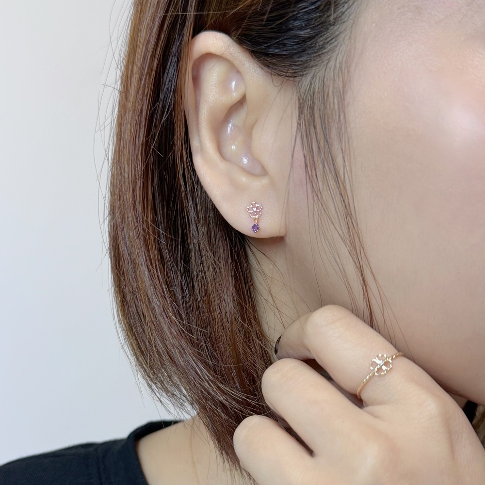【me.luxe】K10櫻花紫水晶耳環