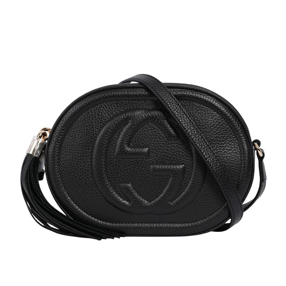【GUCCI】SOHO 系列流蘇橢圓造型拉鍊斜背包