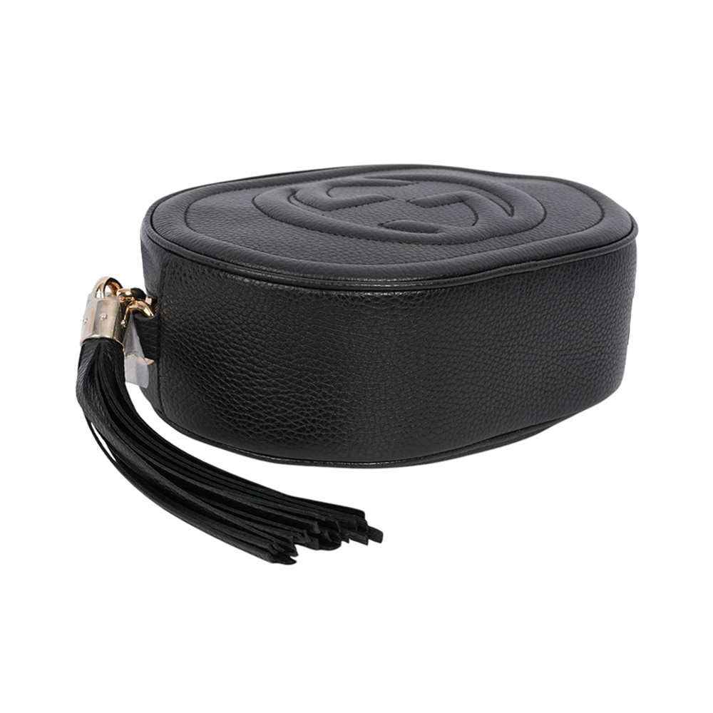 SOHO 系列流蘇橢圓造型拉鍊斜背包(黑色) 747779 A7M0G 1000