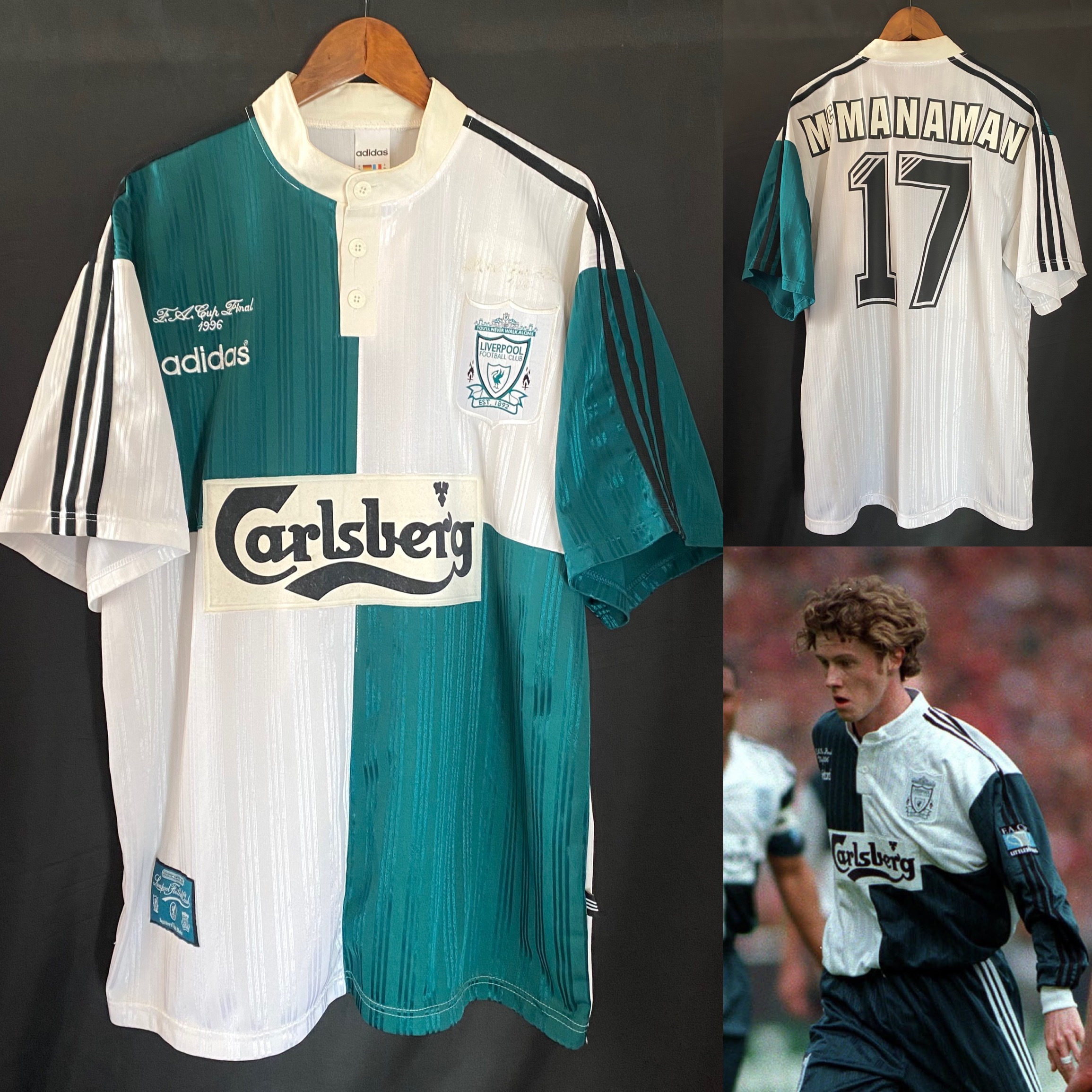 Liverpool 1995-1996 Adidas Away Shirt #17 MCMANAMAN
