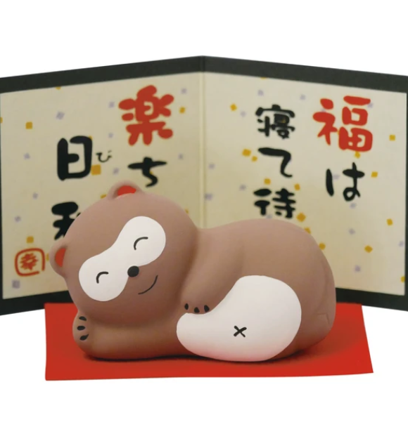 日本萬古燒陶瓷狸貓擺設 (日本製)