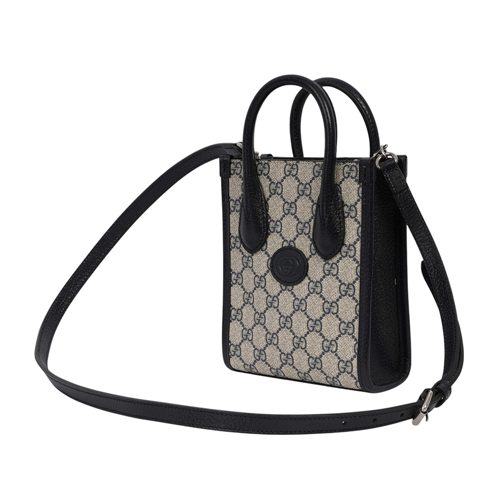 Interlocking G 迷你手提/斜背托特包(黑藍色) 671623 K9GSN 4075