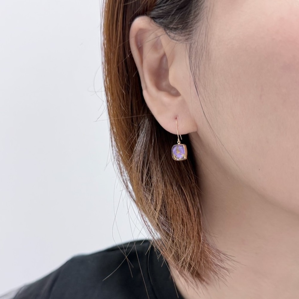 【me.luxe】K10幻紫松韻勾式耳環