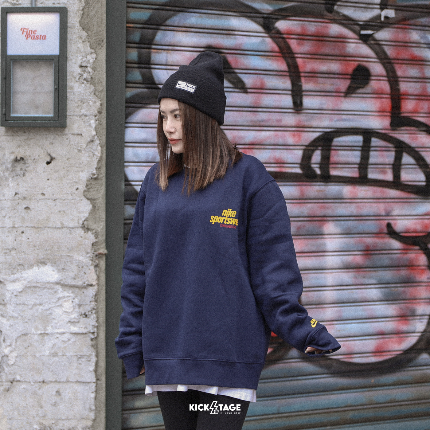 男女款 NIKE CLUB CREW 深藍色 刷毛 袖口小刺繡 胸前印花LOGO 長袖 大學T【HJ2174】