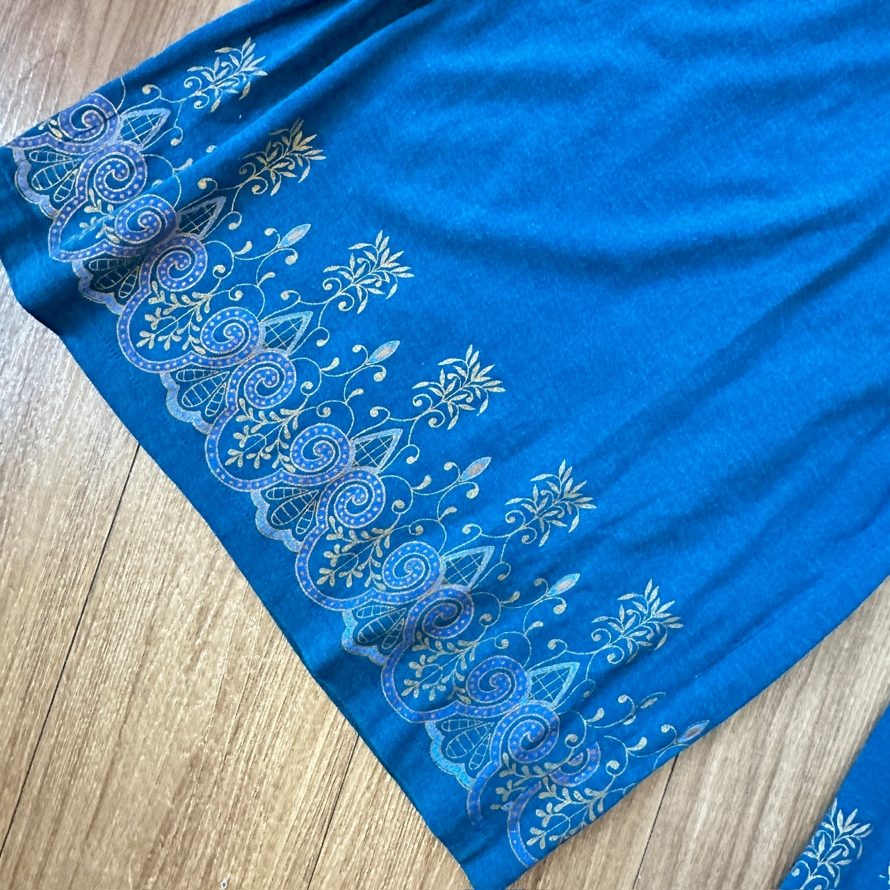 民族風藍綠色高腰闊褲