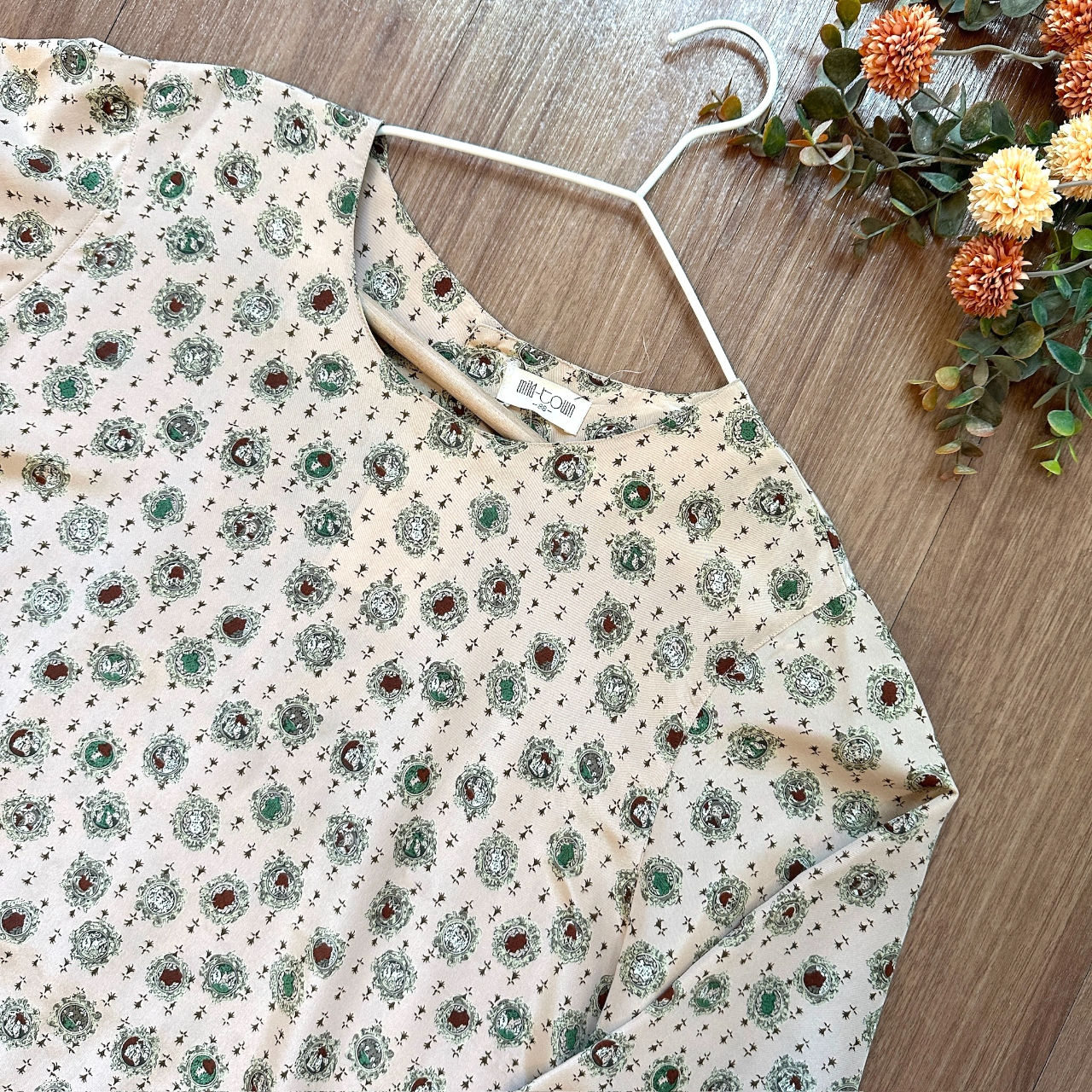 日本製霧粉色古典畫框長袖上衣