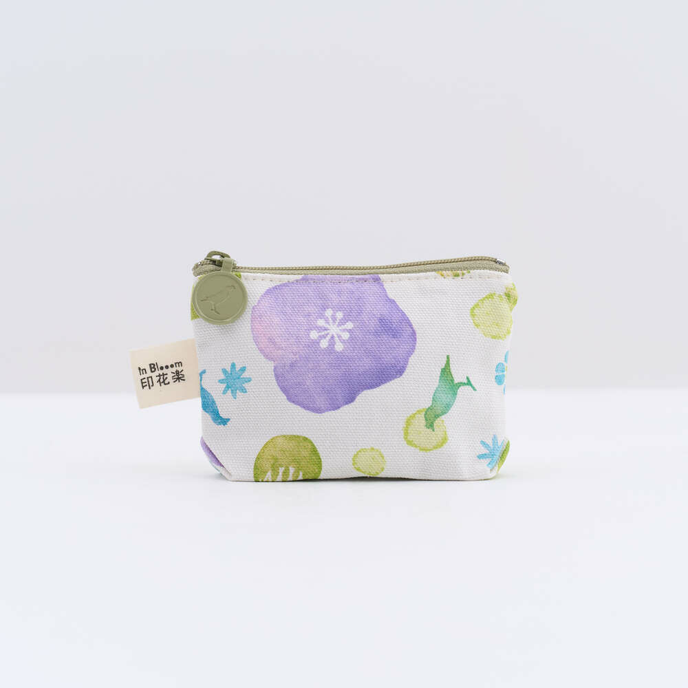 Zipper Mini Purse/Begonia Glass Pattern No.17/Pastel Lilac