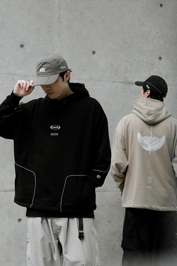 MANIA 帽T 連帽長袖 厚磅絨布 抽繩 黑/深藍/卡其 24 A/W Piping Graphic Hoodie