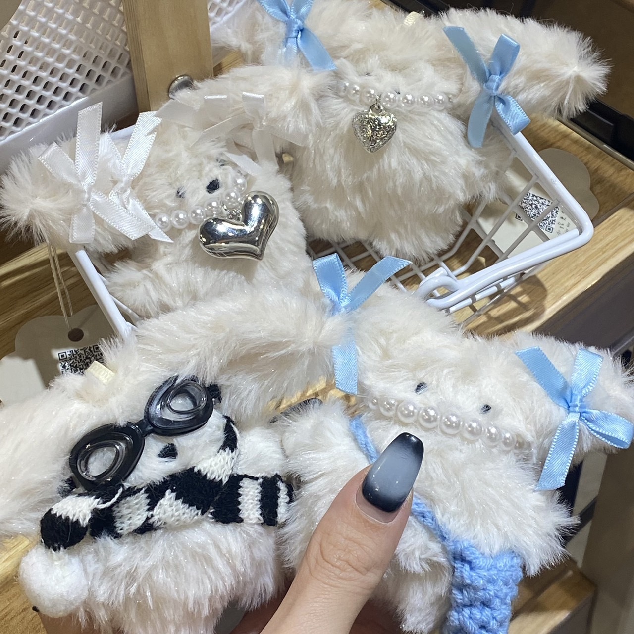 《3897》蝴蝶結珍珠愛心項鍊兔兔系列吊飾