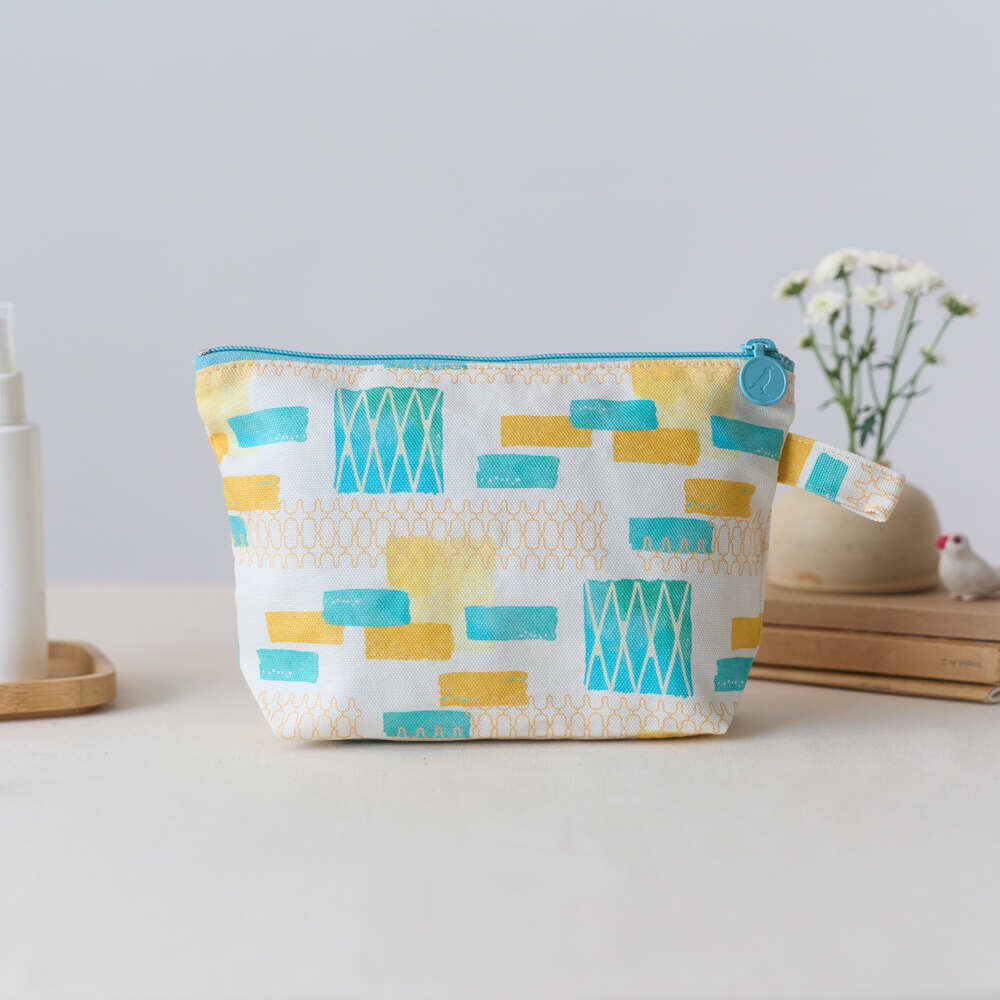 印花樂拉鏈梯形收納包