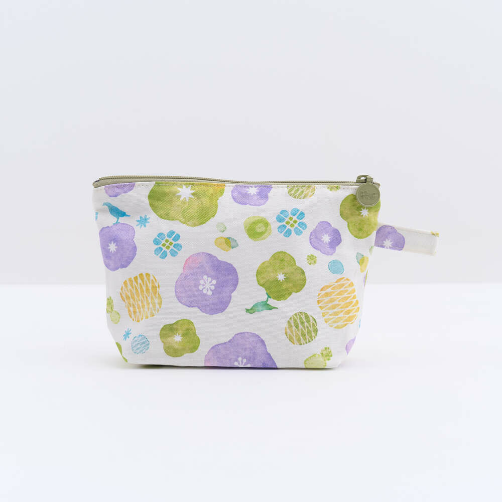 Zipper Trapzoid Pouch/Begonia Glass Pattern No.17/Pastel Lilac
