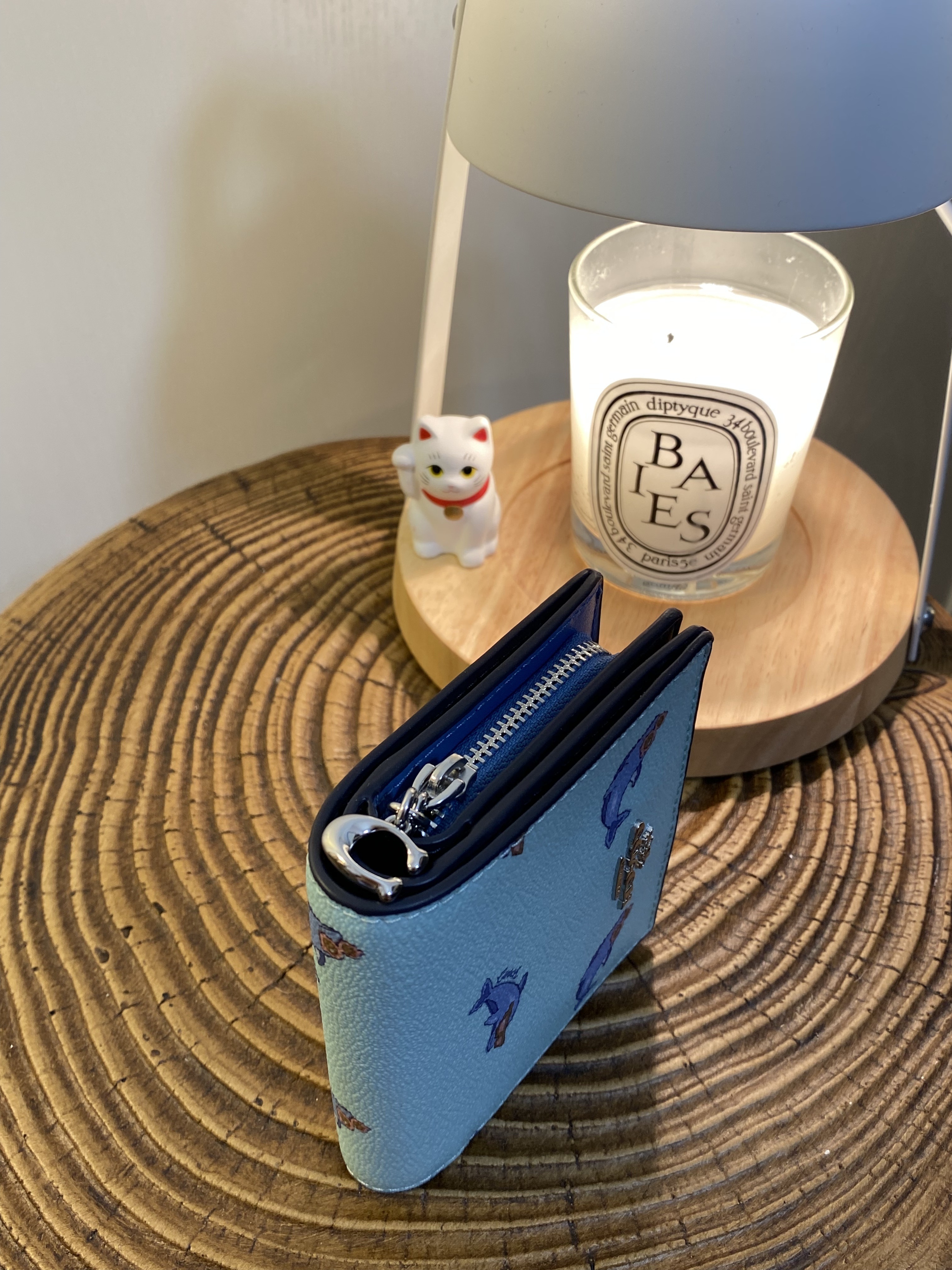 美國現貨 Coach Dolphin Print Snap Wallet - Blue