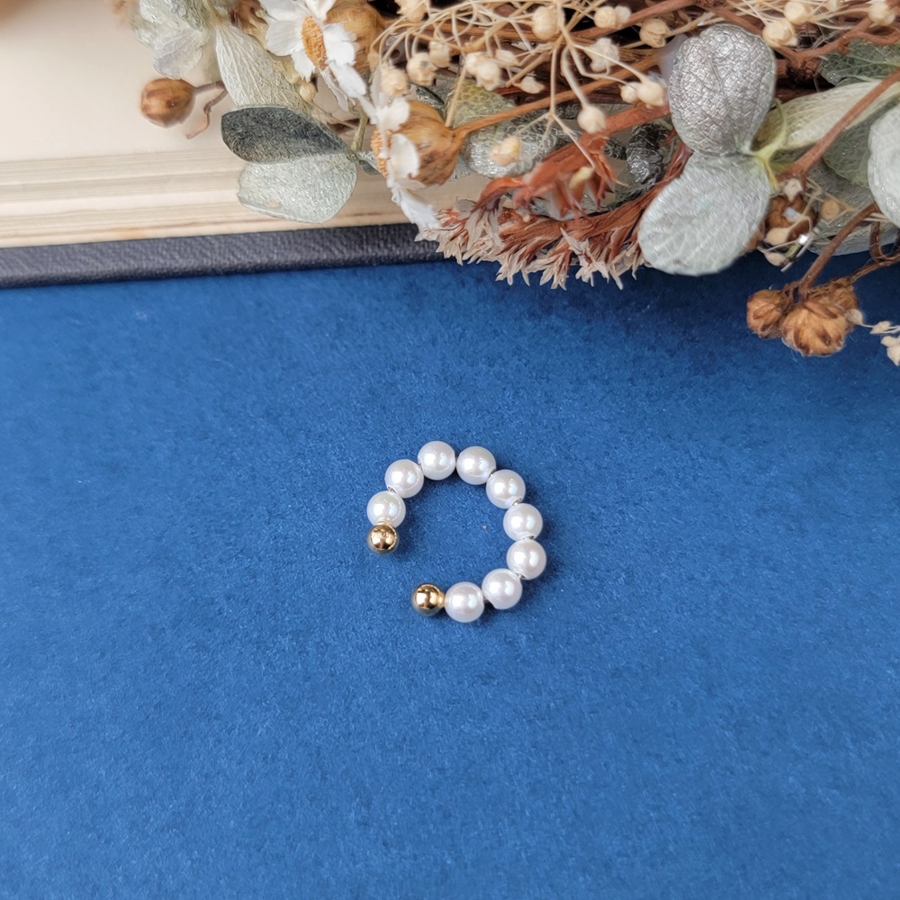 【me.luxe】K18金球珍珠耳骨夾(單只)