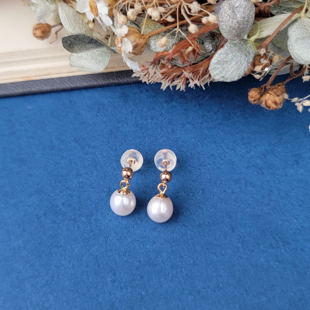 【me.luxe】K18金球珍珠耳環6.5mm