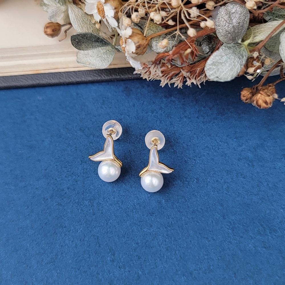 【me.luxe】K18珍珠美人魚耳環6.5mm