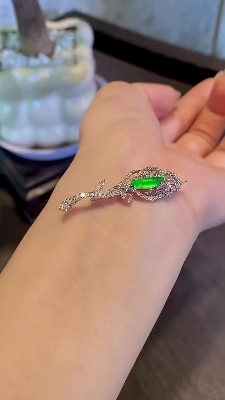 翡翠龍石種胸針,天然翡翠A玉, 緬甸玉, Jade, Jadeite