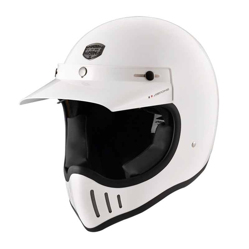 ASTONE Super Retro 白 素色 內墨片 全罩帽款 復古山車帽