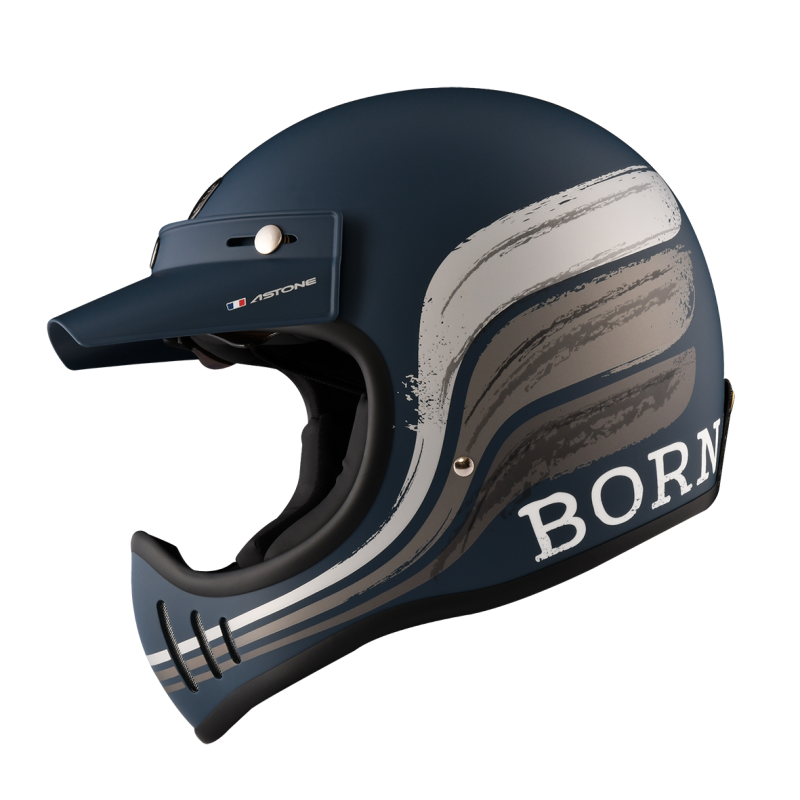 ASTONE Super Retro AF11平石墨藍 彩繪 內墨片 全罩帽款 復古山車帽