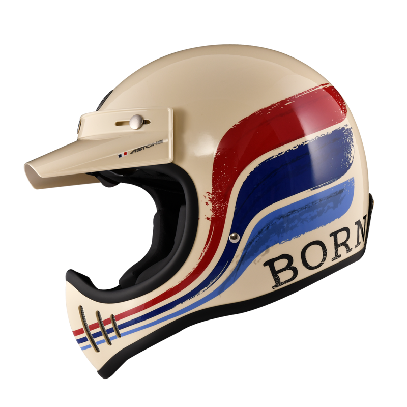 ASTONE Super Retro AF11米黃 彩繪 內墨片 全罩帽款 復古山車帽