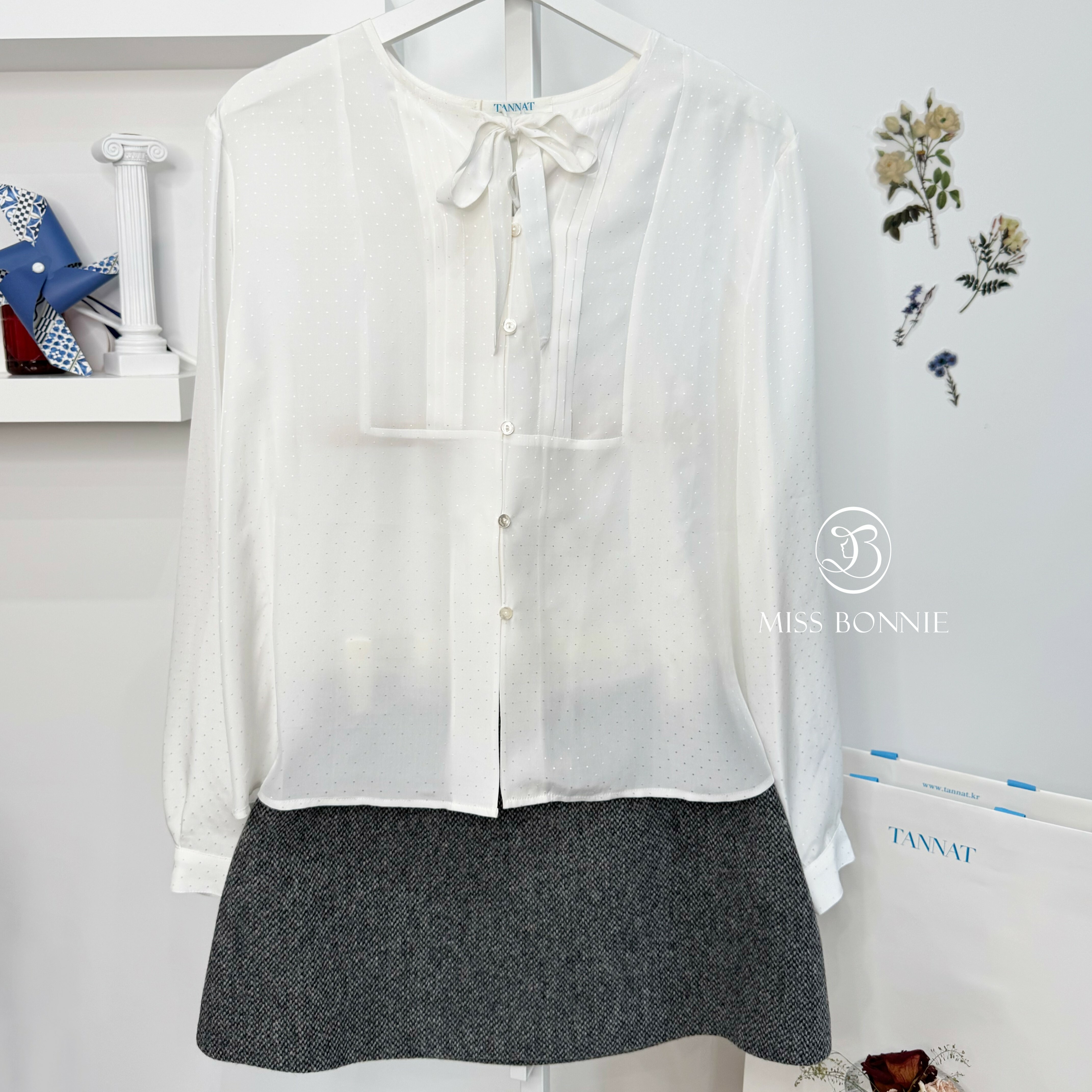 TANNAT點點雪紡開襟上衣