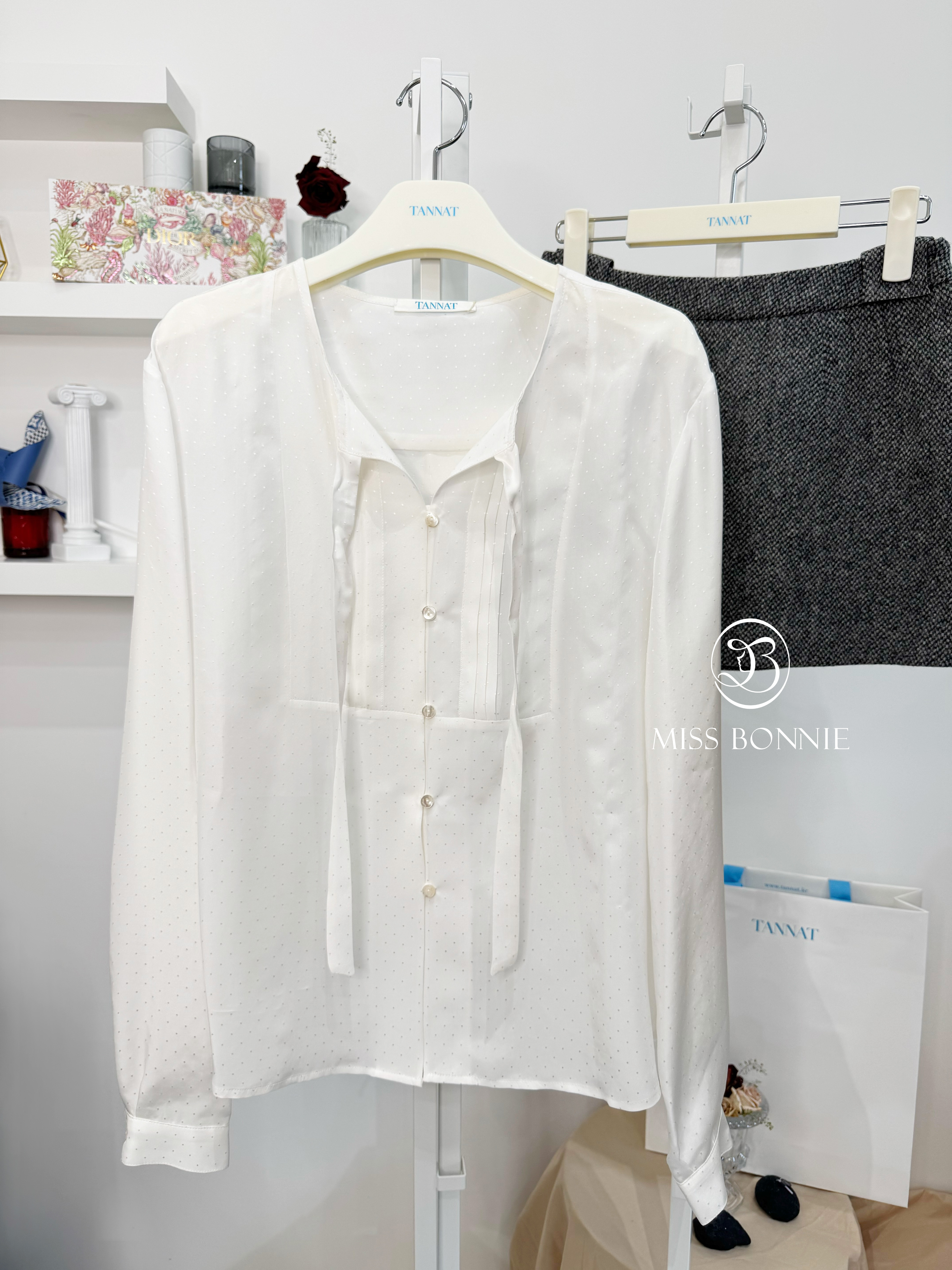 TANNAT點點雪紡開襟上衣