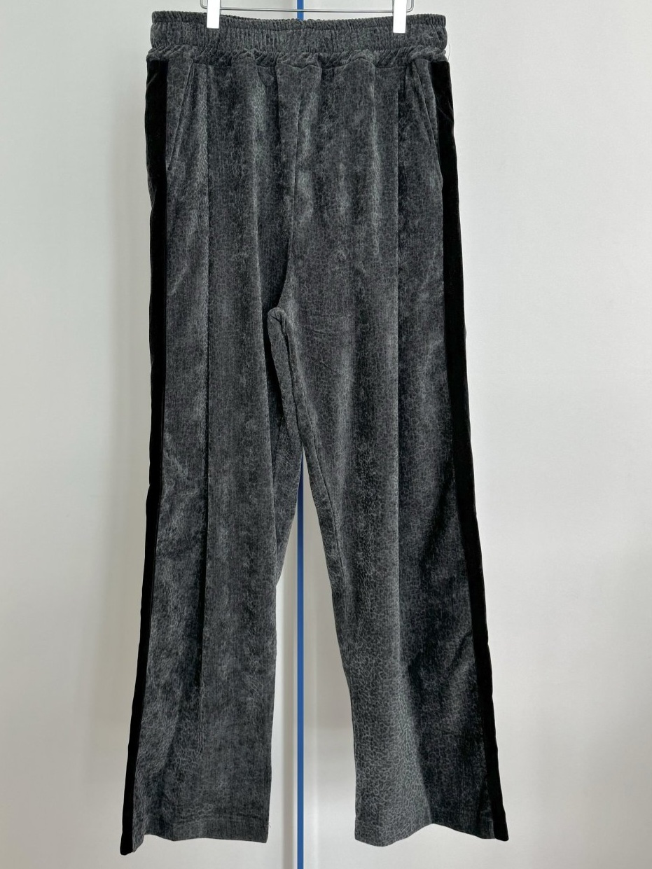 (韓國獨家特價)豹紋絲絨闊腿休閒褲