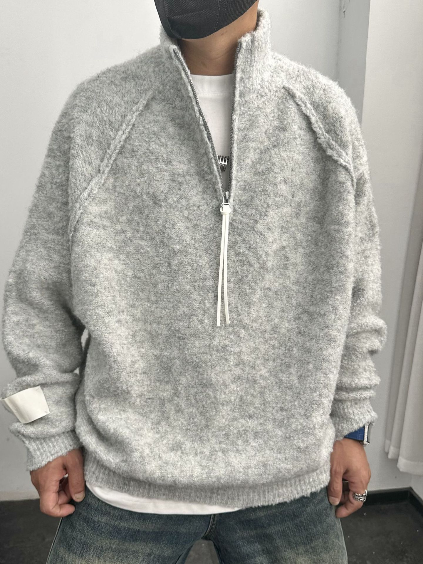 #現貨 Tailor collection 羊毛絨 半拉鍊 磨毛毛衣 MY39 灰