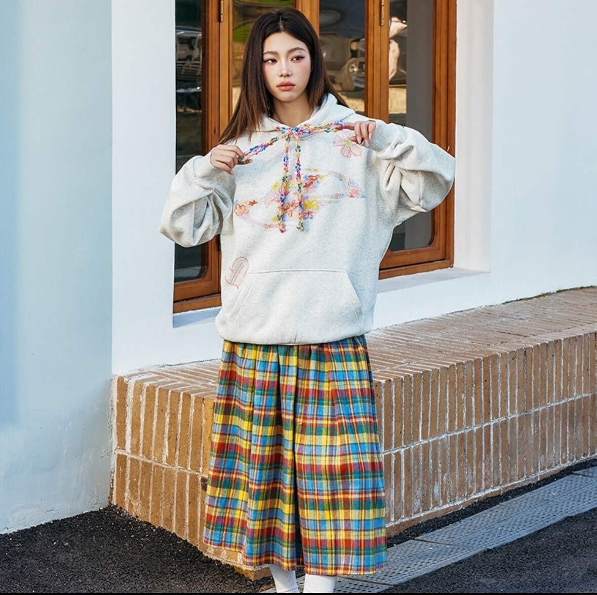 harsh and cruel 2025SS 蠟筆小花 塗鴉 彩色抽繩 帽T