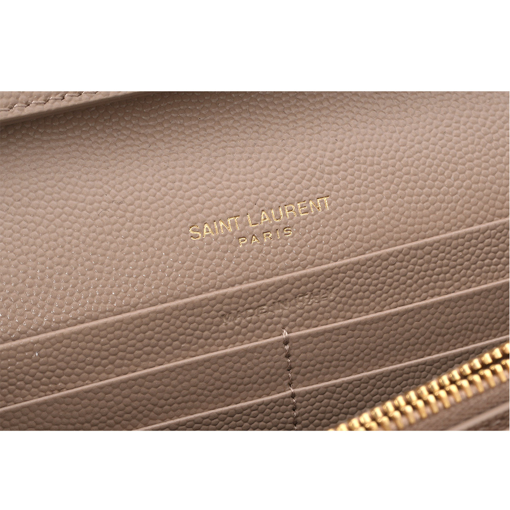 V紋荔枝皮金色LOGO WOC 斜背包(深米色)