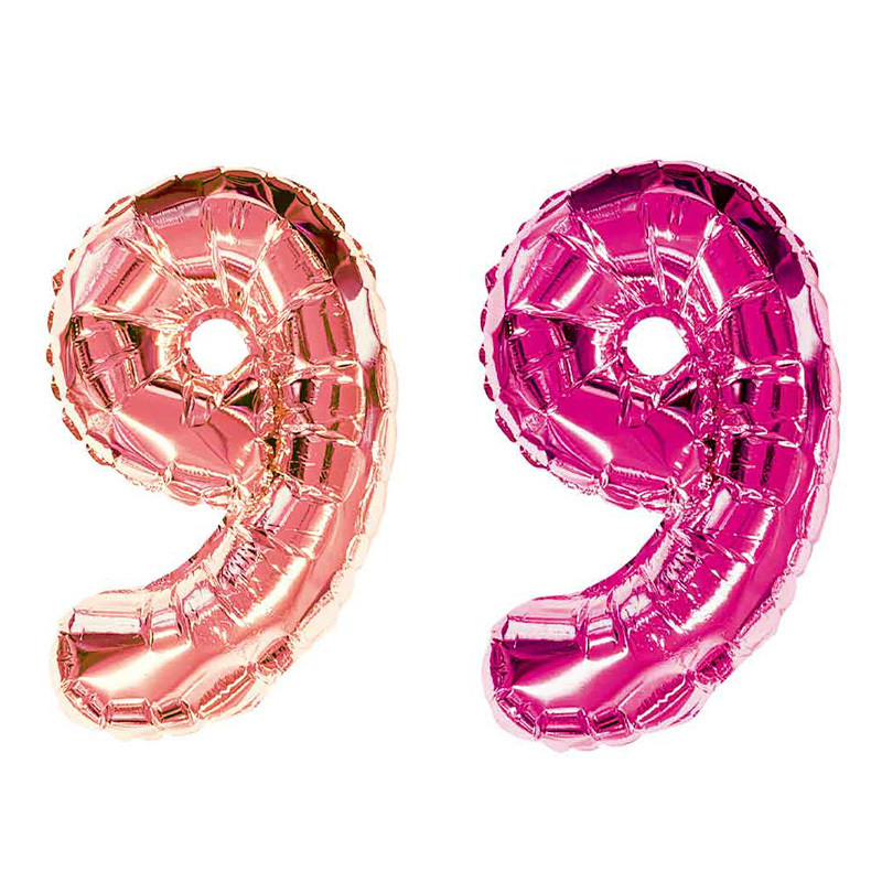 佈置用氣球/粉 數字9