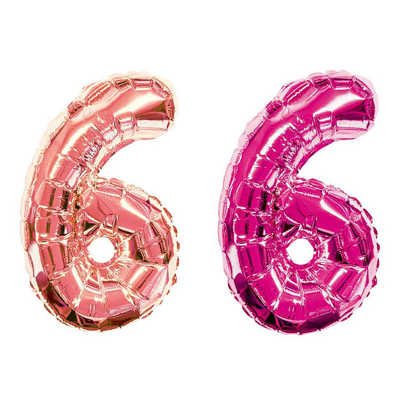 佈置用氣球/粉 數字6