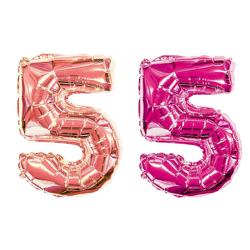 佈置用氣球/粉 數字5