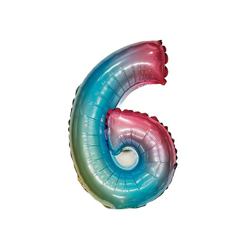 佈置用氣球/極光色 數字6