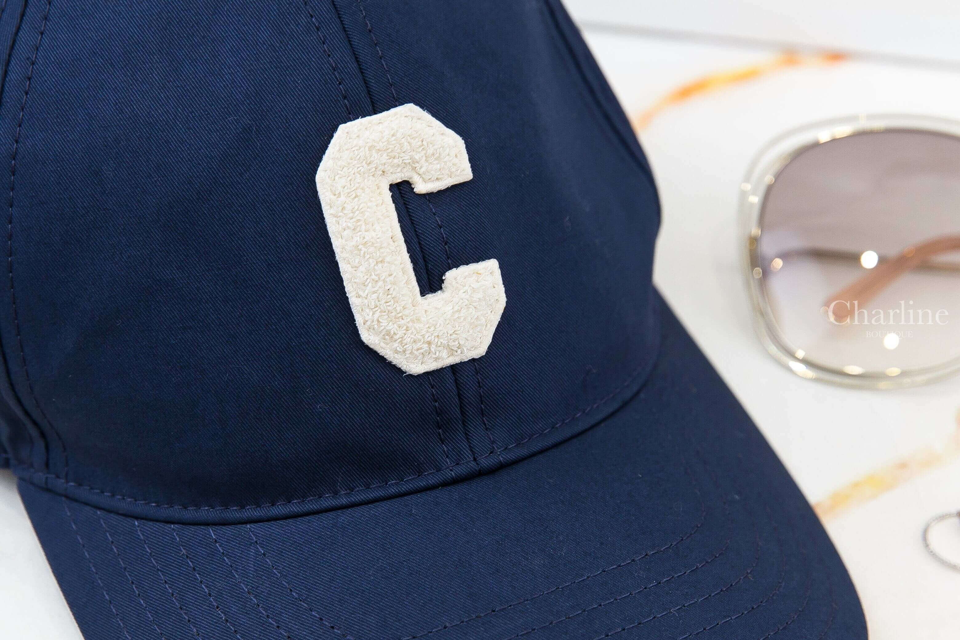 Celine Initial Baseball Cap In Cotton 海洋藍色刺繡白色C棉質棒球帽