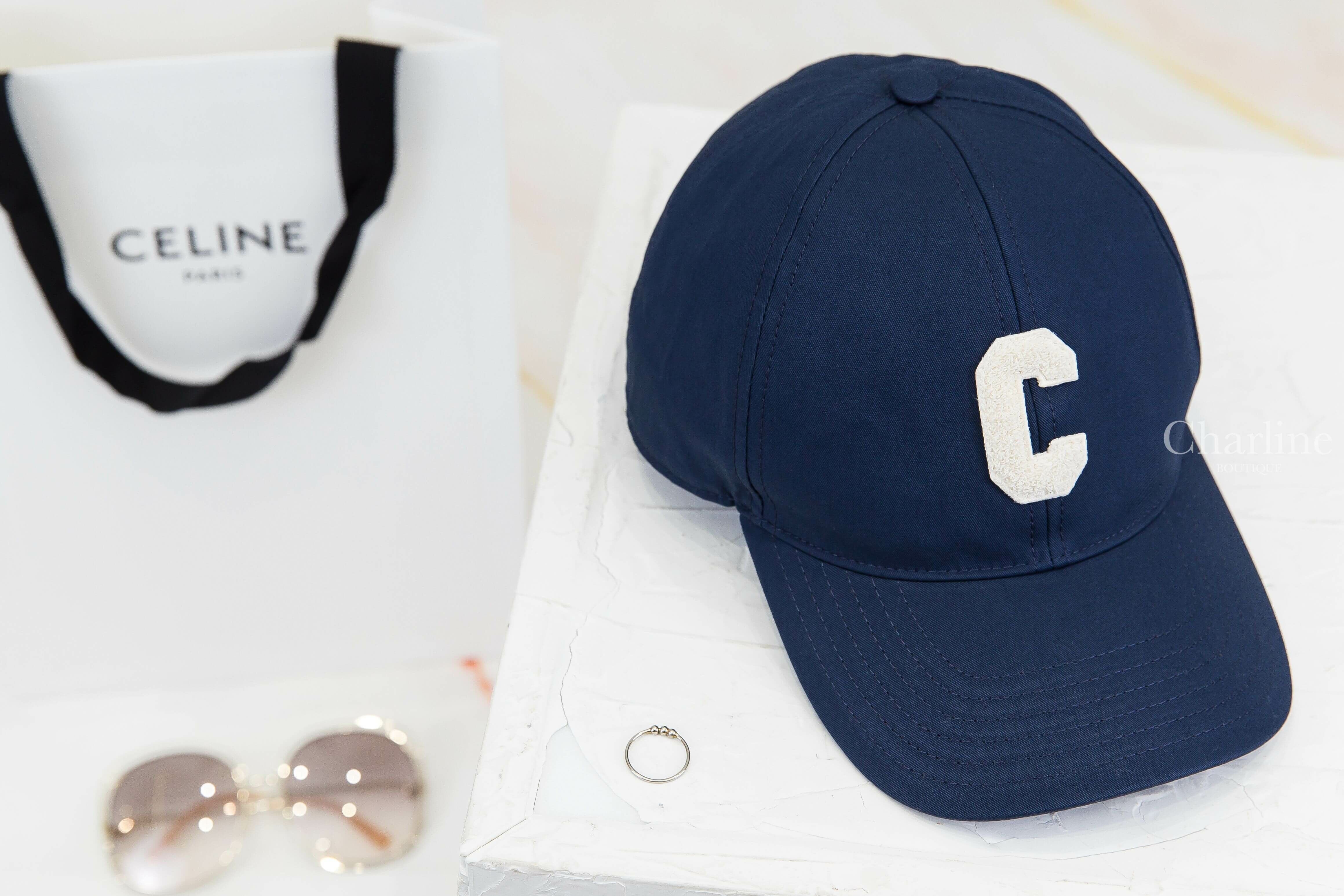 Celine Initial Baseball Cap In Cotton 海洋藍色刺繡白色C棉質棒球帽-Charline Boutique 精品代購