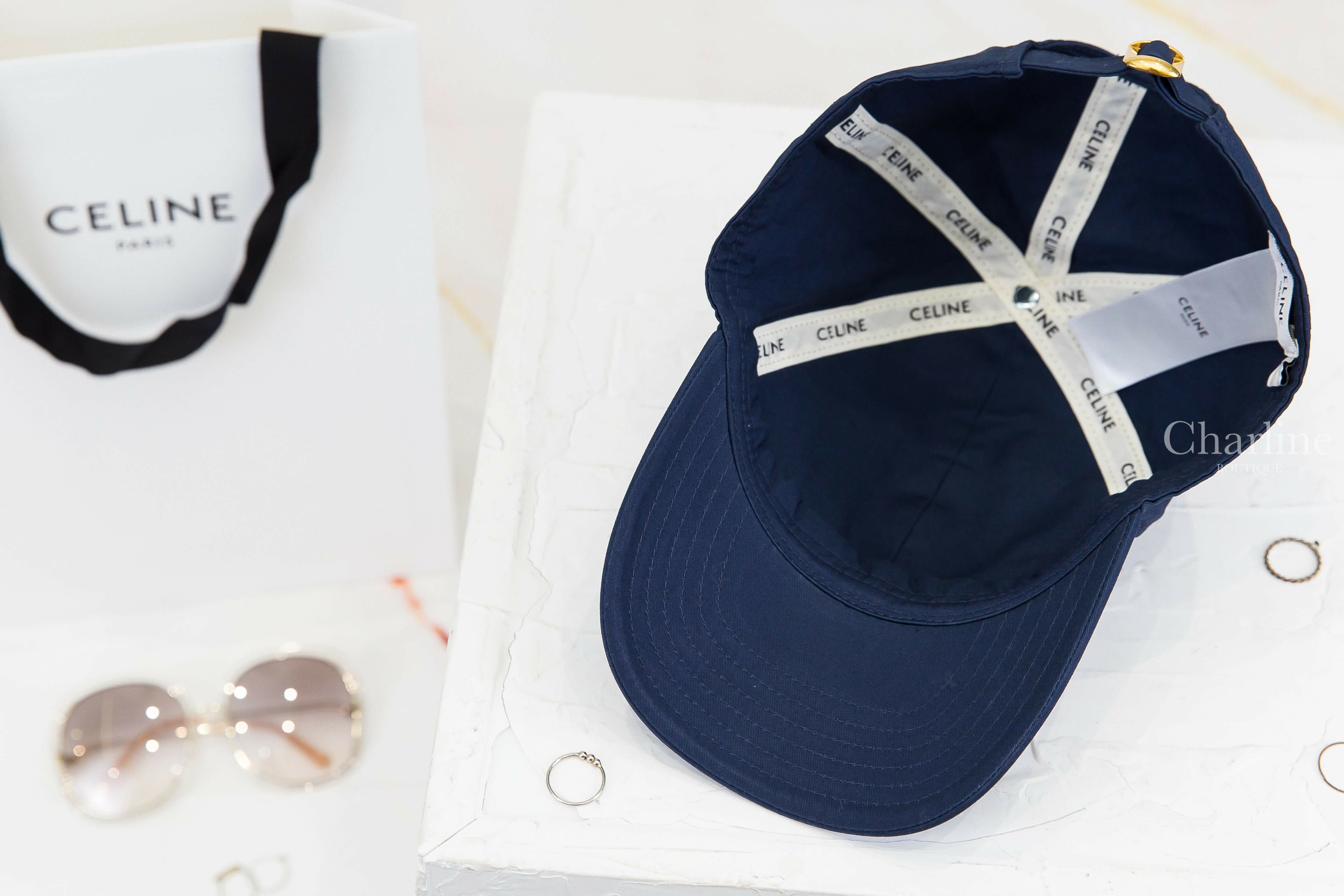 Celine Initial Baseball Cap In Cotton 海洋藍色刺繡白色C棉質棒球帽-Charline Boutique 精品代購