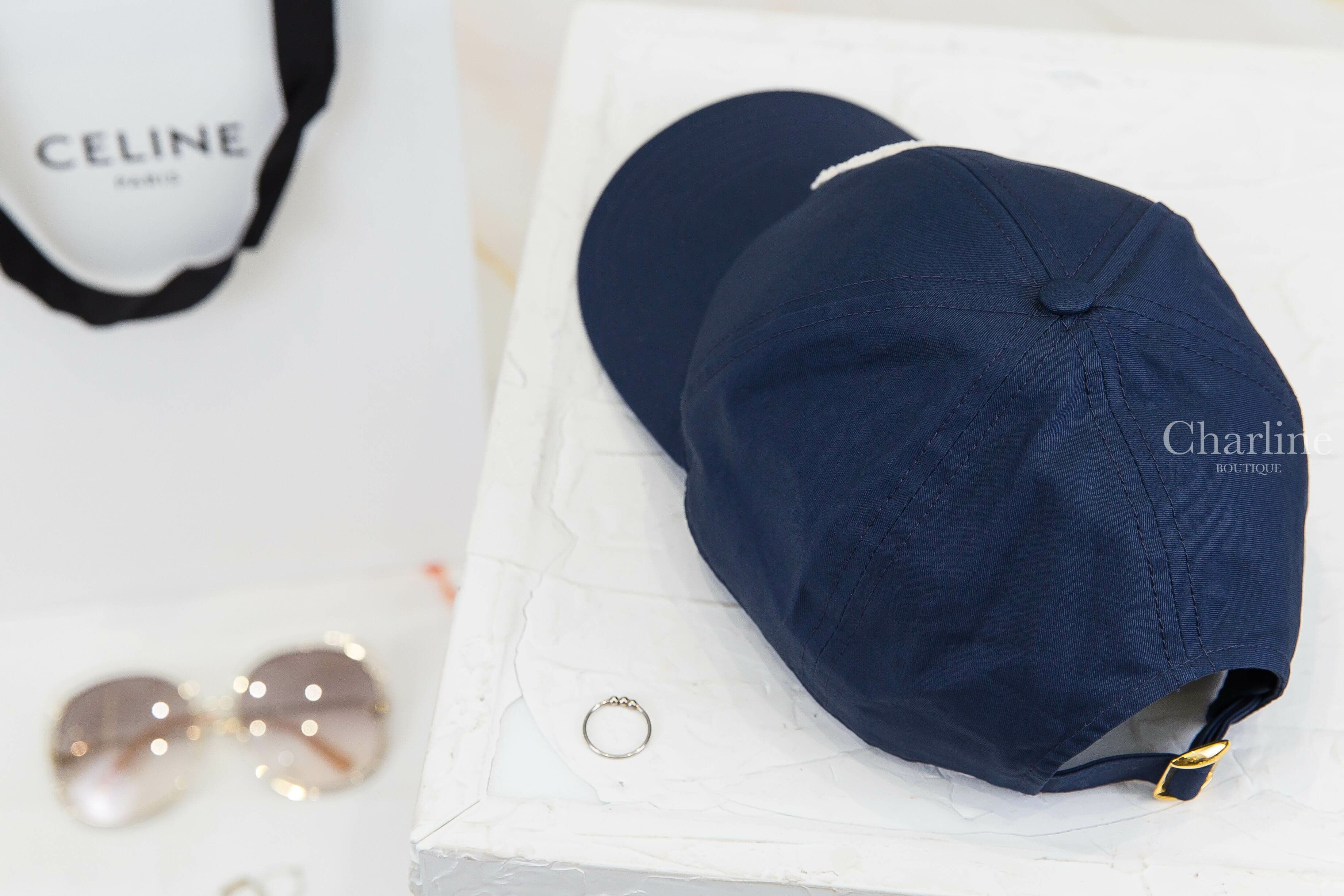 Celine Initial Baseball Cap In Cotton 海洋藍色刺繡白色C棉質棒球帽-Charline Boutique 精品代購