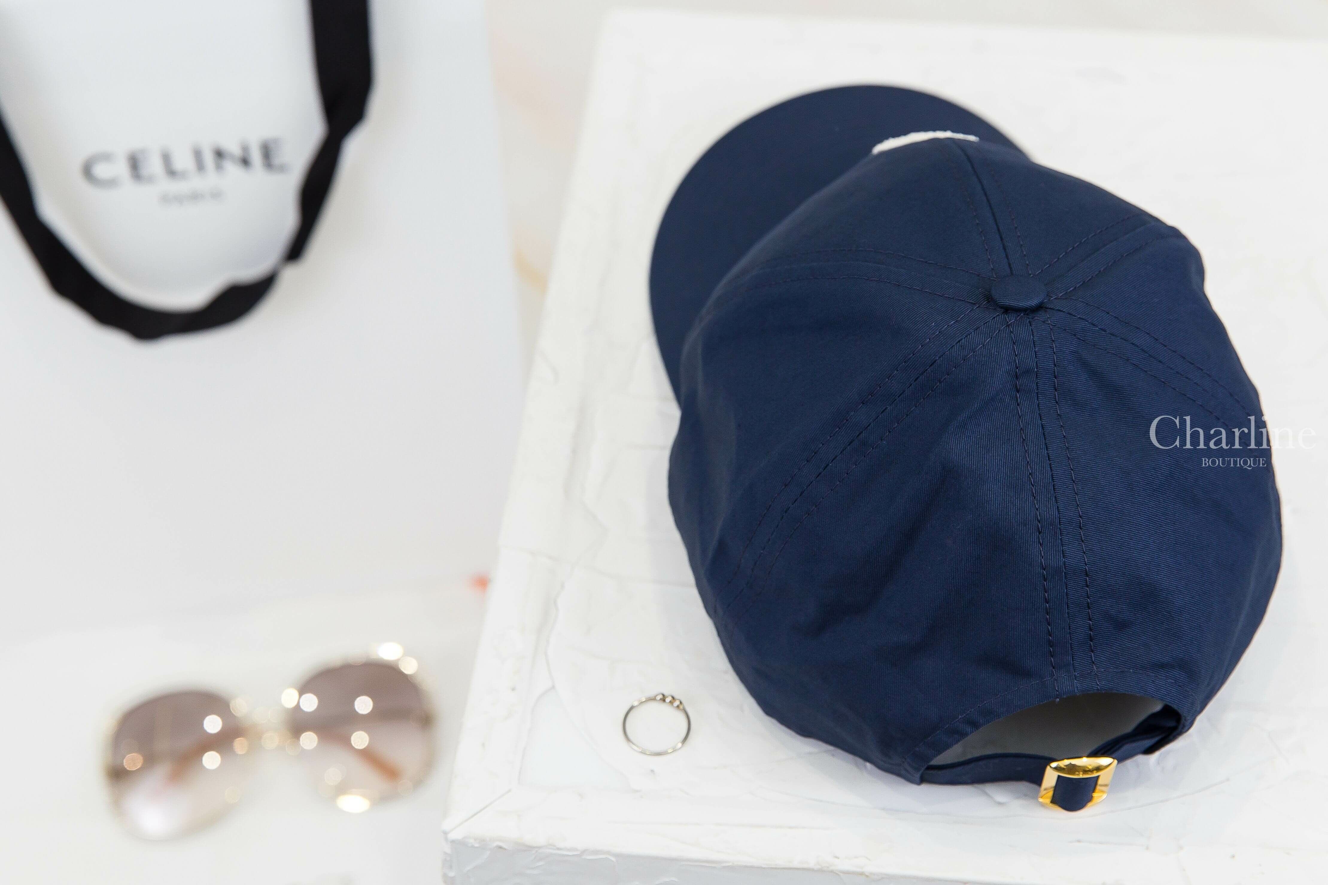 Celine Initial Baseball Cap In Cotton 海洋藍色刺繡白色C棉質棒球帽-Charline Boutique 精品代購