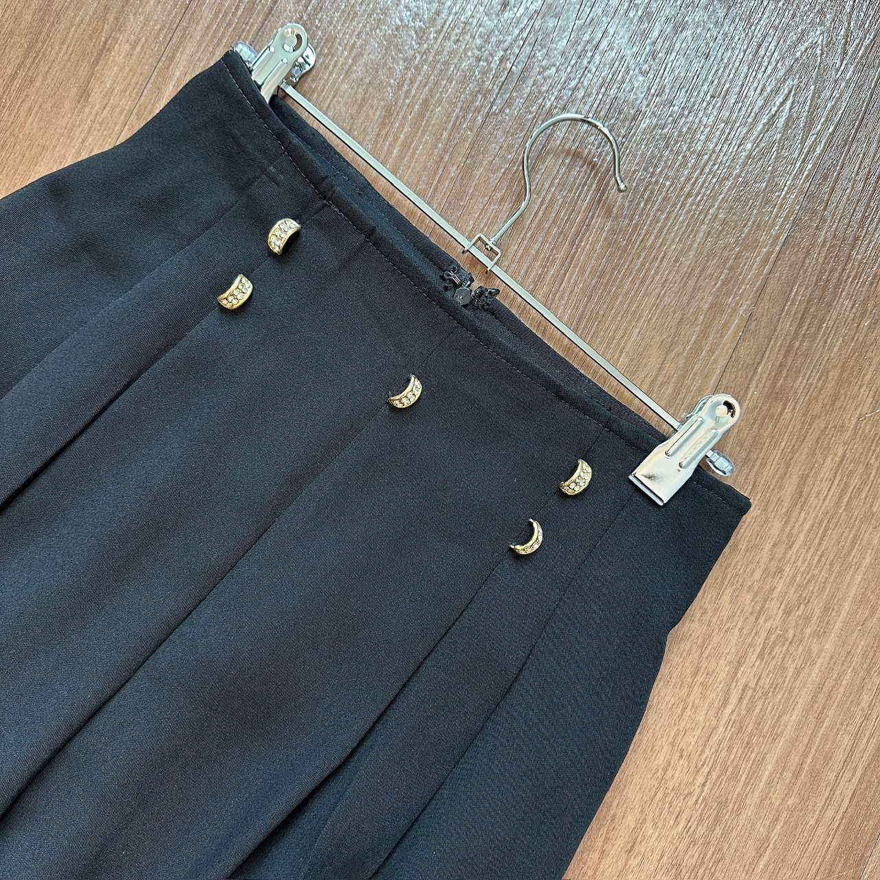 黑色閃閃戒指裝飾高腰長褲