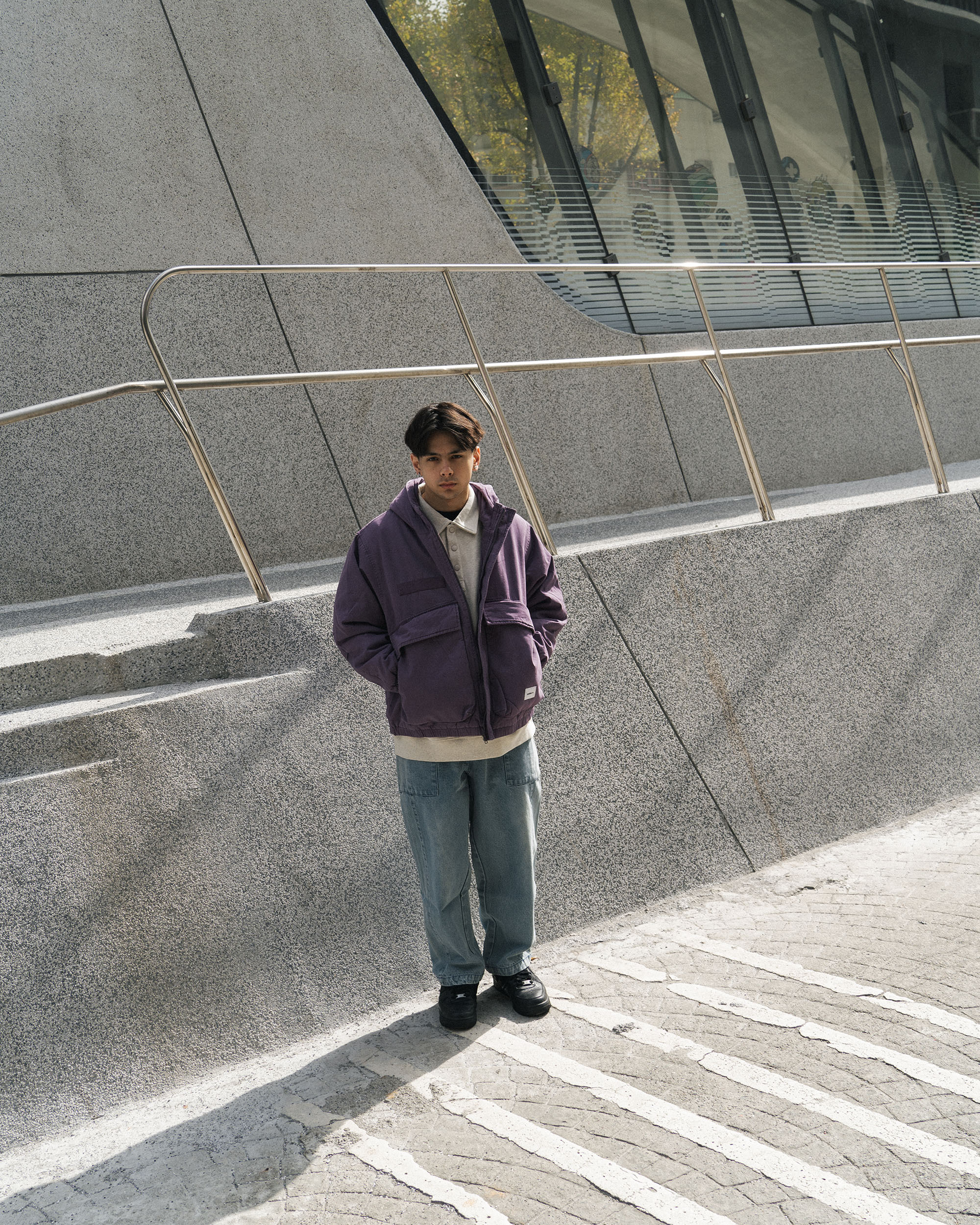 IDEALISM IDE Cargo Parka 洗舊 大口袋 外套 灰 紫