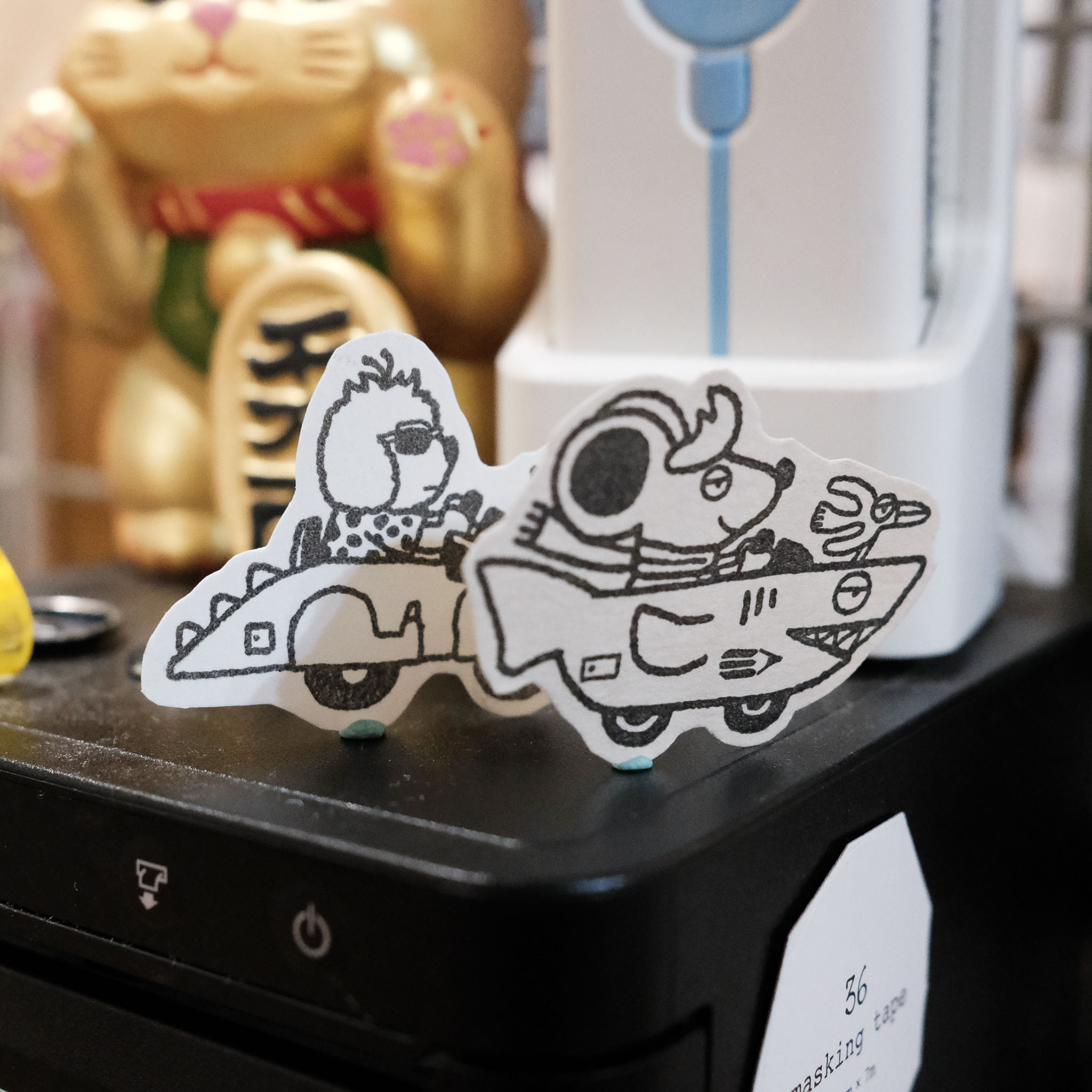 旅行 動物小車 03 膠版印章｜一分之一工作室 臺灣