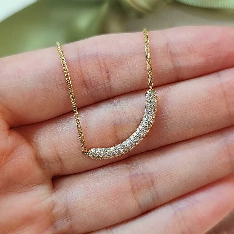18K黃金鑽石微笑頸鏈