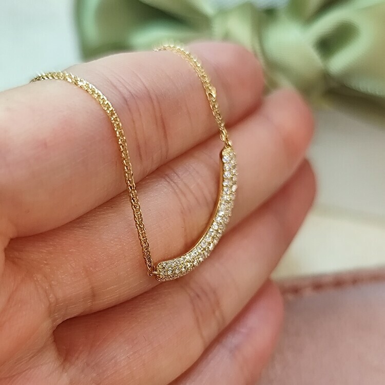 18K黃金鑽石微笑頸鏈