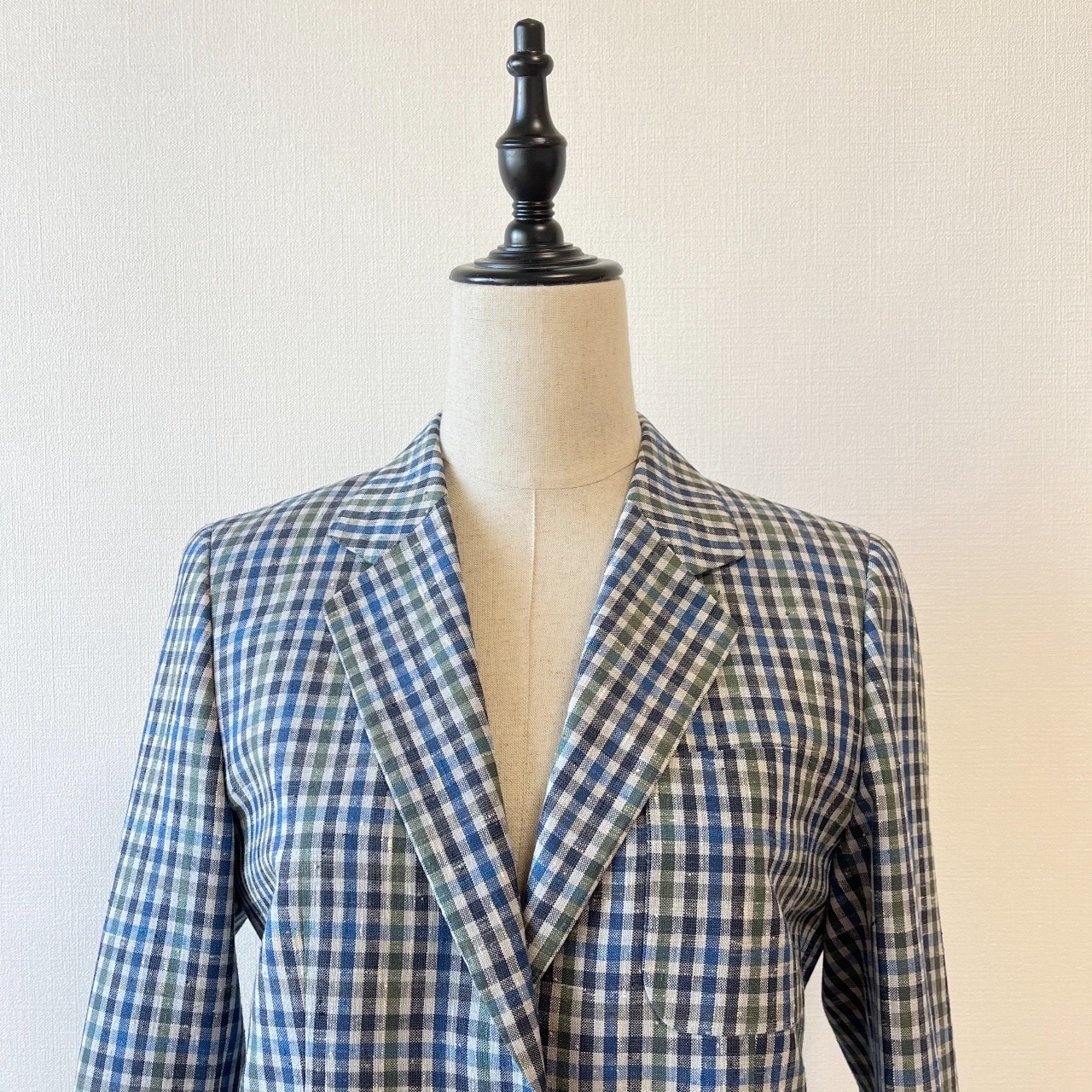 GINZA ICHIBANKAN 清新藍色格紋古著外套