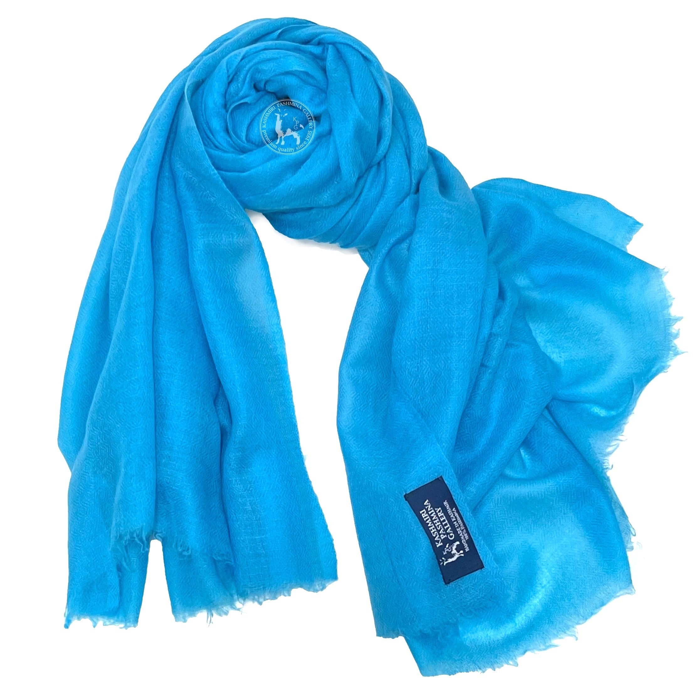 天藍色喀什米爾山羊絨披肩圍巾