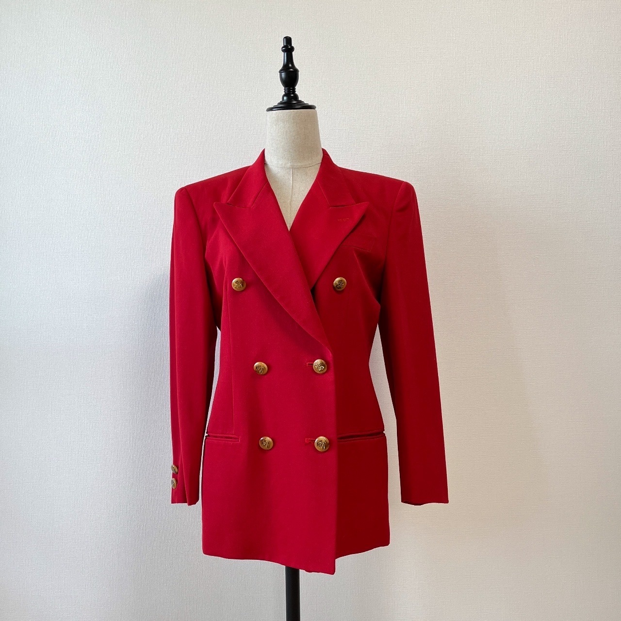 日本製紅色劍形大領羊毛西裝外套